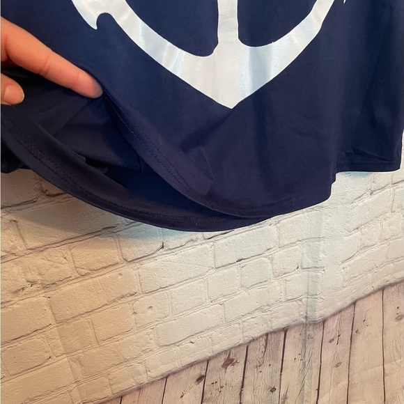 Navy Blue and White Anchor Beach Nautical Shirt Size: Large - Picture 5 of 8